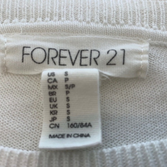 FOREVER 21 WHITE CREW NECK PULLOVER KNIT SWEATER S - Picture 14 of 16